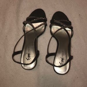 Black and silver diamond covered heels